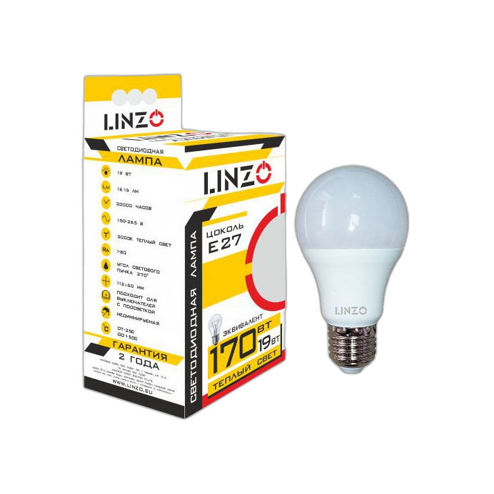 Лампа светодиодная LINZO LED A60 11W E27 3000K Лампа светодиодная LINZO LED A60 11W E27 3000K