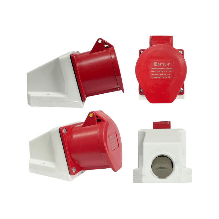Розетка силовая настенная ARTSUN SW-3F-32А -IP44-4P