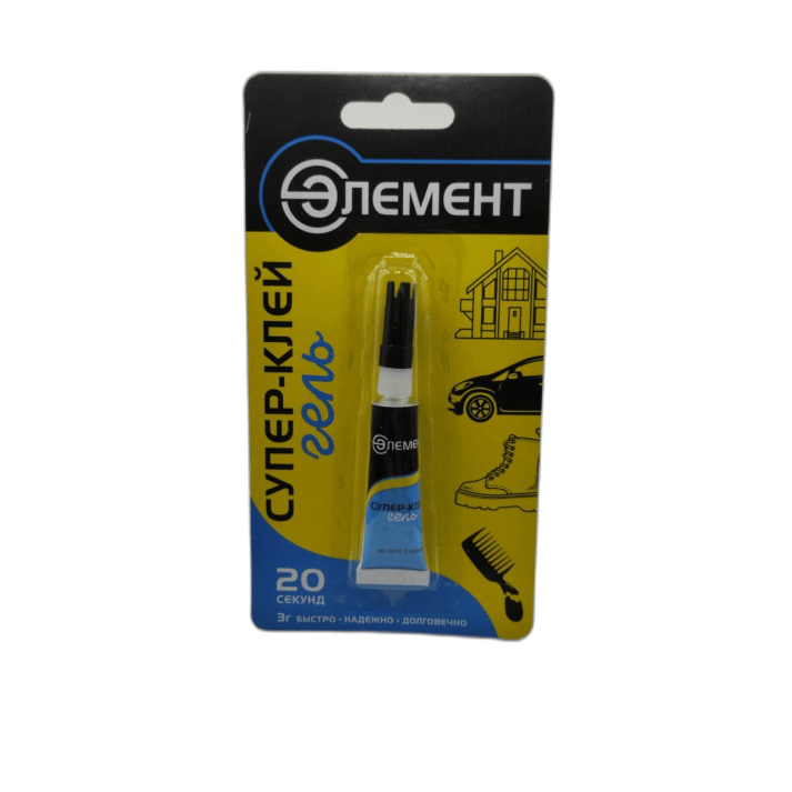 Супер клей гель ЭЛЕМЕНТ, 3г., 1шт., на блистере SGGBL1