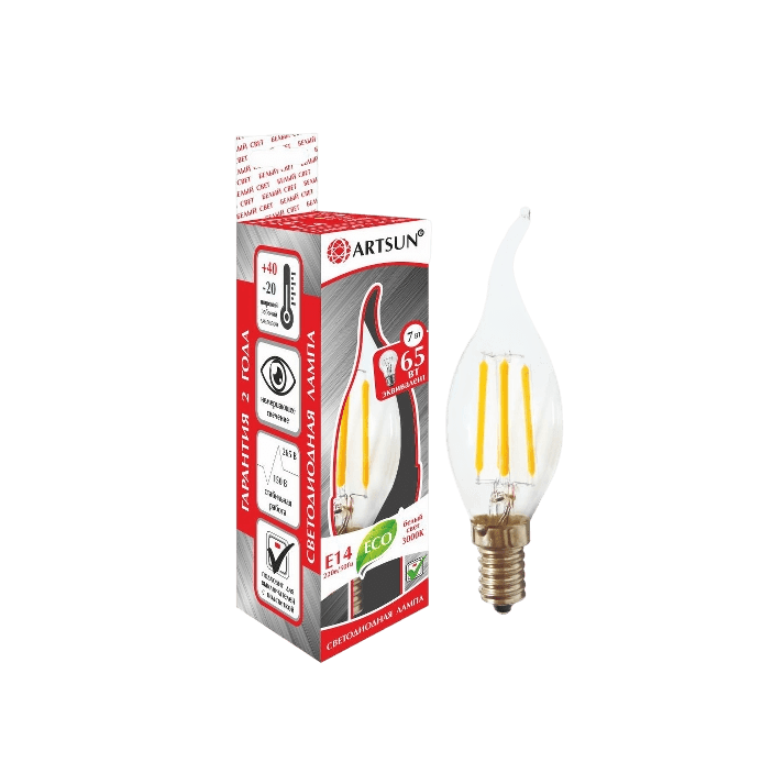 Лампа филаментная ARTSUN F-LED BXS35 7W E14 3000K