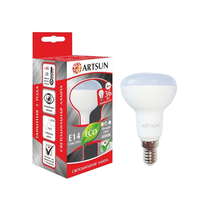 Лампа светодиодная ARTSUN LED R39 4W E14 3000K
